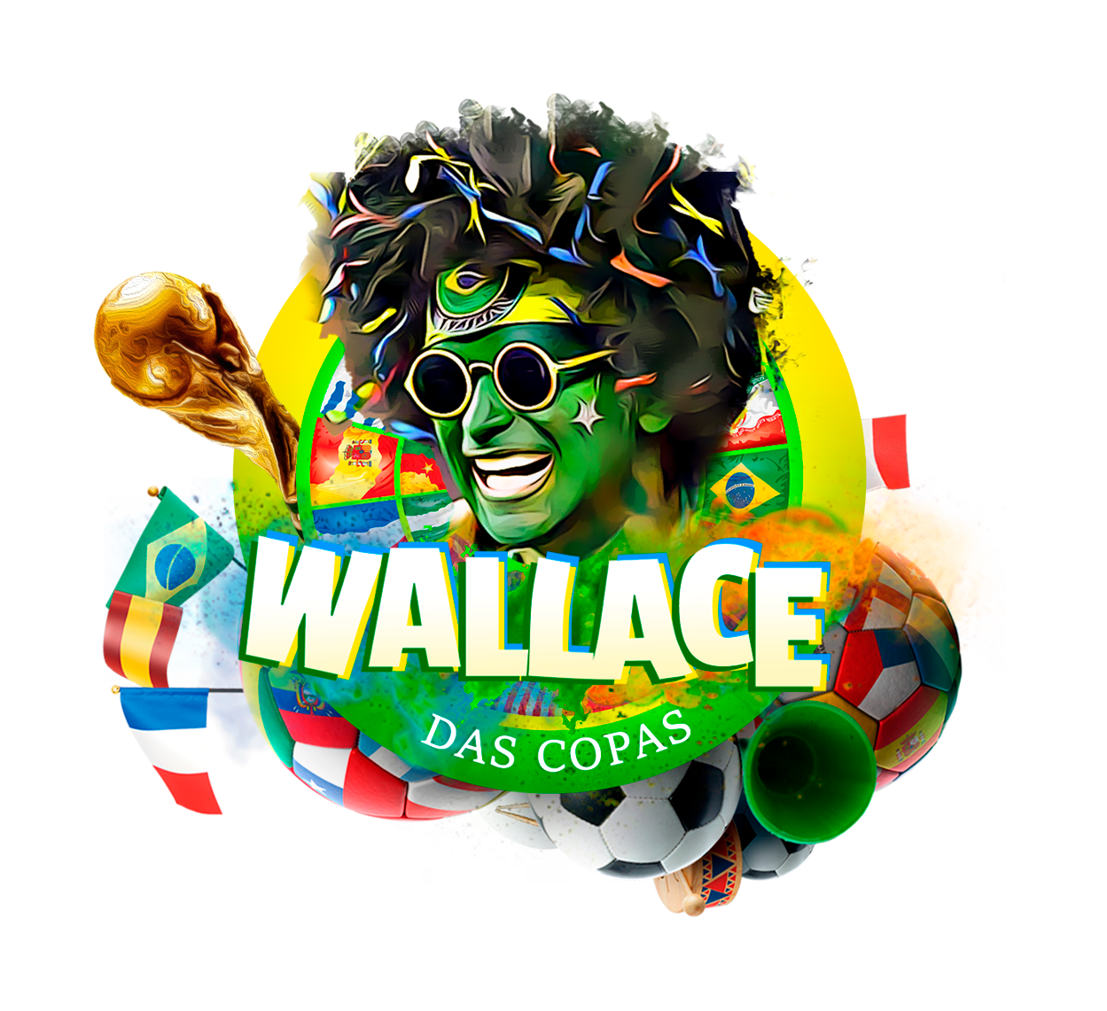 Wallace das Copas com a taça da Copa do Mundo